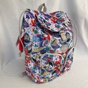 NWT Kipling Rachel  Large laptop Backpack , Book Bag 15.5x12x6 Floral Red $129